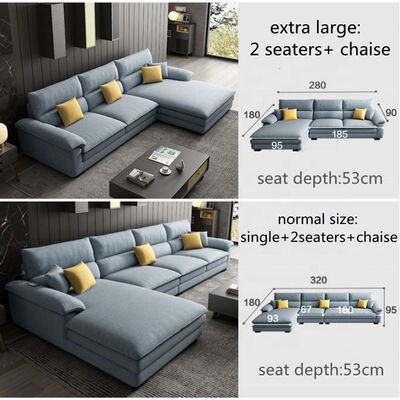 Nordic Furniture Living Room Sectional Sofa Fabric Corner Lounge L Shaped