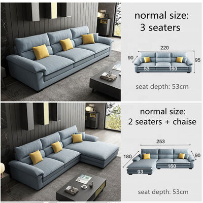 Nordic Furniture Living Room Sectional Sofa Fabric Corner Lounge L Shaped