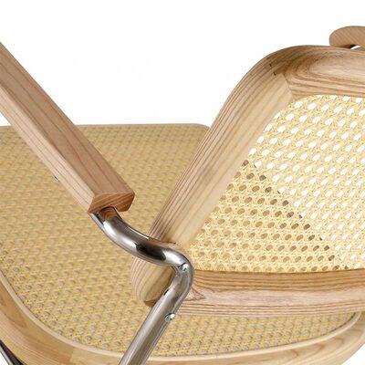 Restaurant Cafe Furniture Natural Rattan Armchair Nordic Dining Chair 83cm Height