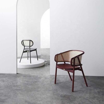 Nordic Rattan Armchair Natural Wood Solid Wood Lounge Dining Chair