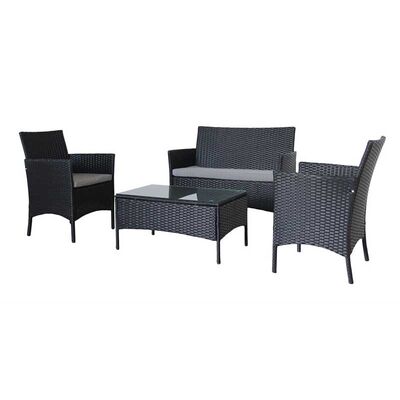 4 Pieces Rattan Wicker Outdoor Furniture Sofa Patio Set With Cushion