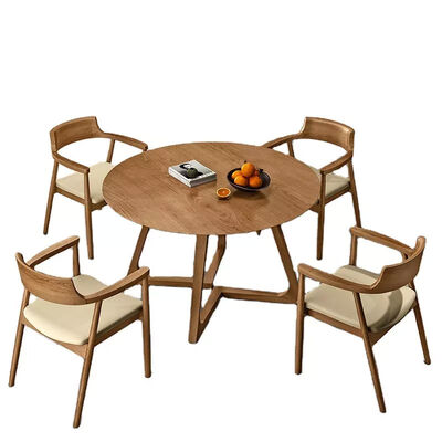 Round Nordic Luxury Dining Table And Chairs Wooden Set ODM