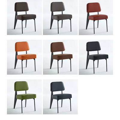 Powder Coat Metal Frame Restaurant Chairs Modern Simple Armchair Soft Leather