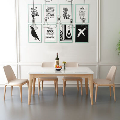 Nordic 6 Seater Luxury Marble Dining Table Set Scratch Resistant Customized Size