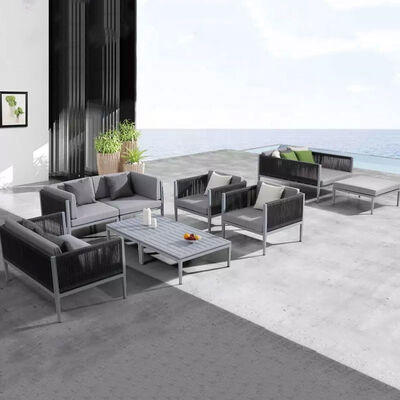 Modern Simple Sofa Set Design Aluminum Frame Rope Waterproof Outside Garden Sofa