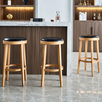 Mid Century Vintage Retro Bar Stools Leather Wine Restaurant Round UK-BS015
