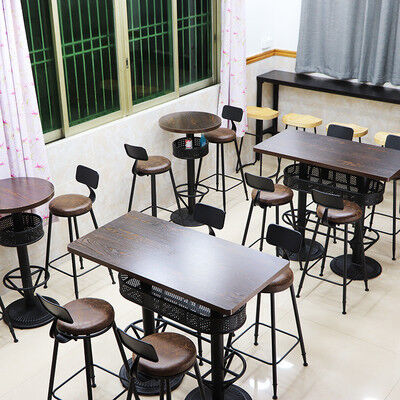 Vintage Pub Table Rectangle High Top Table Wood Restaurant  60x120x103cm