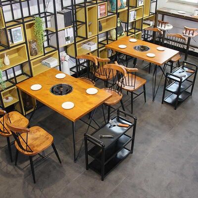 euro style Nordic Dining Chair Retro Solid Wood High Back Metal Bar 85cm