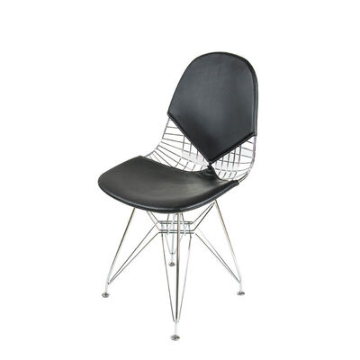 Indoor Outdoor Furniture Metal Frame Dining Chair PU Leather Gold Wire Chairs