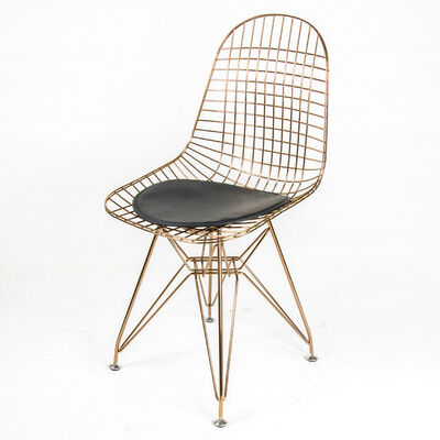 Indoor Outdoor Furniture Metal Frame Dining Chair PU Leather Gold Wire Chairs