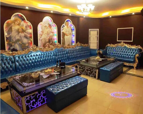 Customized Blue Paint Bar Sofa Set Metal Velvet Sponge Material