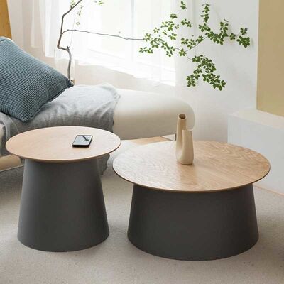 Round Top MDF Coffee Table PP Plastic Base Home Side Center Table