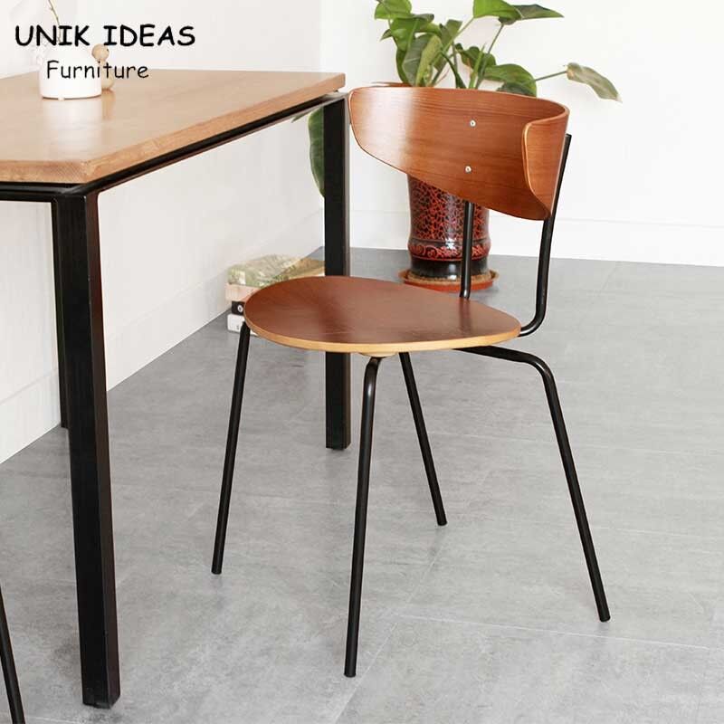 Modern European Minimalist Nordic Dining Chair Metal Legs Iron 75.5CM
