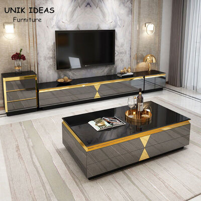 Harga bagus Stainless Steel Luxury Gold Coffee Square Table 40cm Height Italian Marble Top on line