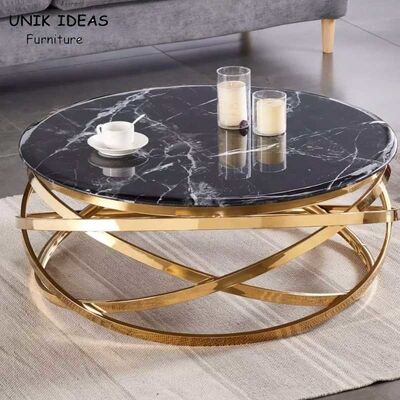 Harga bagus Smart Style Luxury Coffee Table Stainless Steel Frame Marble Top For Living Room on line