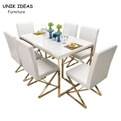 Harga yang bagus Rectangular Shape Dining Room Table And Chair Set Tempered Glass Beauty Type on line