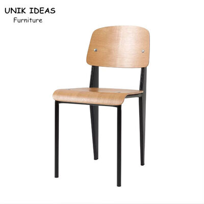 Harga yang bagus Industrial Style Black Metal Frame Dining Chairs Plywood Seat Restaurant Dining Chair on line