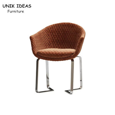 Harga bagus Luxury Custom Nordic Dining Chair Orange Velvet Metal Leg Hotel Furniture Seat on line