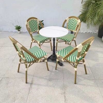 Harga yang bagus Outdoor Cafe Dining Waterproof Garden Chairs Furniture French Rattan on line