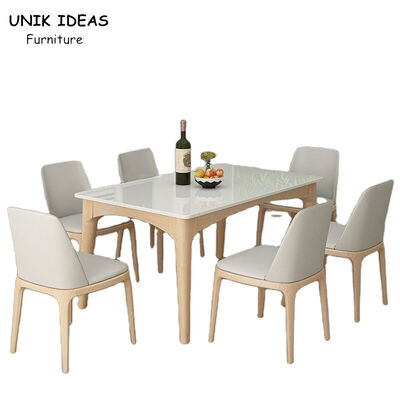 Harga yang bagus Nordic 6 Seater Luxury Marble Dining Table Set Scratch Resistant Customized Size on line