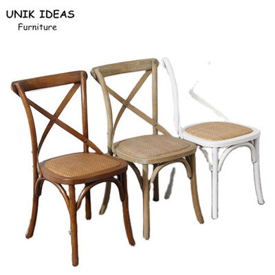 Harga yang bagus Industrial Stackable Cross Back Wood Chair Soft Cushion Durable For Dining Room on line