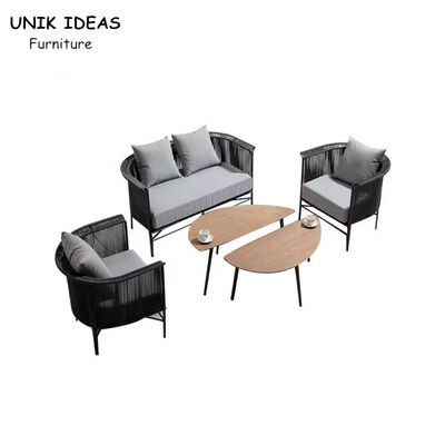 Harga yang bagus Garden Furniture Outdoor Rattan Sofa Rope Garden Sofa Set With Coffee Table Sectional on line