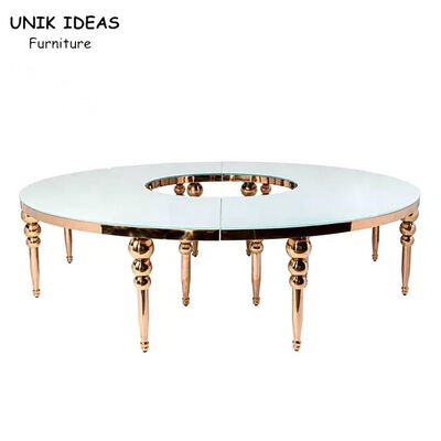 Harga yang bagus Luxury Stainless Wedding Round Dining Table For Banquet Event Wedding Furniture on line