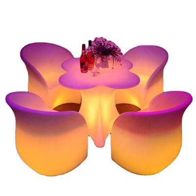 Harga bagus Modern KTV Harga Murah Outdoor Coffee Shop Remote Control LED PE Meja dan Sofa Set untuk Cocktail Bar on line