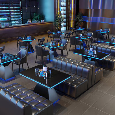 Harga yang bagus Commercial Furniture Coffee Table With Chair For Bar Live House Metal Dining Table With Chair Customized Club Led Light Table on line