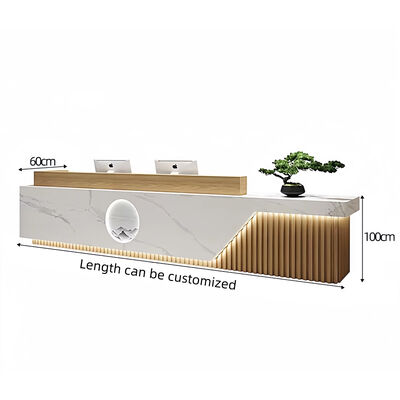 Harga yang bagus Customized Nordic Style Wooden Office Front Desk Salon Barber Shop Reception Desk Cafe Furniture on line