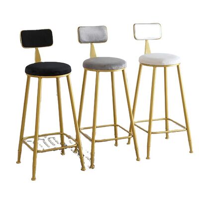 Harga bagus Hot Sale Nordic Tinggi Murah Counter Furniture Gold Metal Velvet Back Luxury Kitchen Modern High Stool Bar Chairs untuk Bar Table on line
