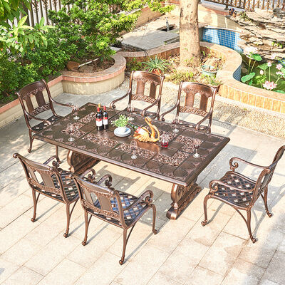 Harga yang bagus Outdoor Cast Aluminum Table and Chair Furniture Courtyard Balcony Garden Sets Customized on line