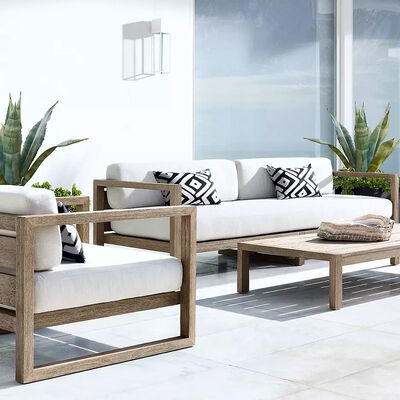 Harga bagus Perabot luar kayu jati mewah Patio Sofa Modern Resort Outdoor Lounge Sofa Set on line