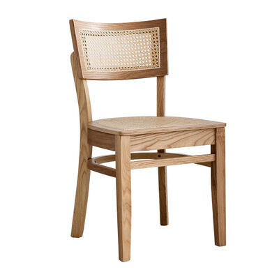Harga yang bagus Rustic Hand Cane Woven Chair Frame Solid Wood Chair Rattan Chair for Dining Room and Restaurant on line