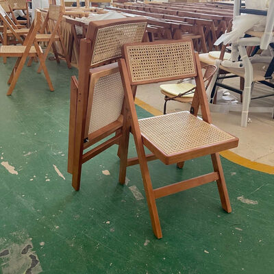 Harga yang bagus Nordic Home Dining Room Single Chairs Backrest Balcony Solid Wood Cafe Rattan Folding Chair on line