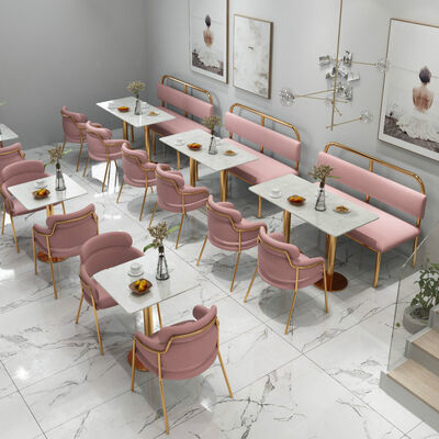 Harga yang bagus Nordic Cafe Shop Casual Negotiation Area Table and Chairs Light Luxury Pink Velvet Chair on line