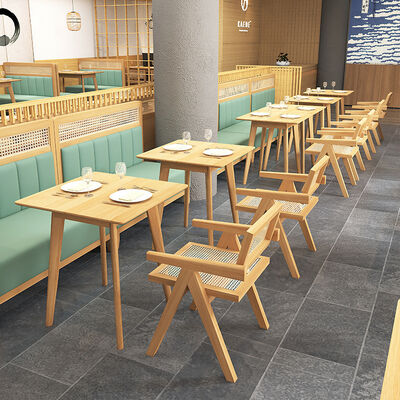 Harga bagus Modern Restoran Booth Seating Cafe Shop Dining Sets Solid Wood Rattan Sofa Kursi on line