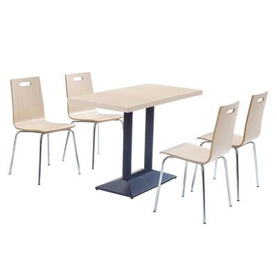 Harga yang bagus Wholesale Price Restaurant Table and Chair Bentwood 4 Seater With Metal Frame on line