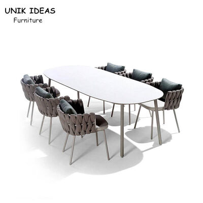 Harga bagus Rattan Outdoor Wicker Dining Chairs With Arms Waterproof Patio Rope Woven  200cm on line