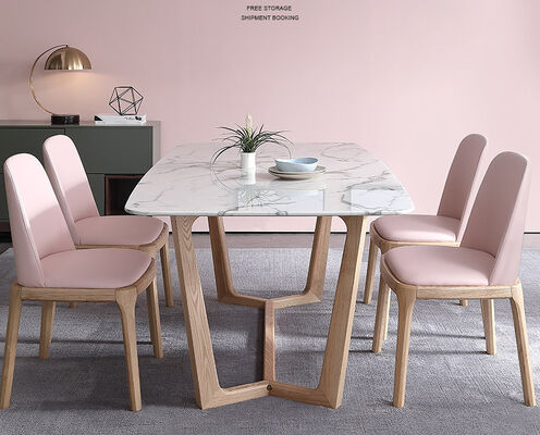 Harga yang bagus 180cm Marble White Luxury Dining Table And Chairs 4 Seater 6 Pieces Minimalist on line