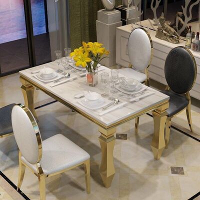 Harga yang bagus Garden Home Luxury Dining Table And Chairs 240cm 120cm 140cm 6 Seater  Marble on line