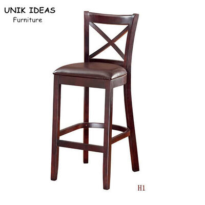 Harga yang bagus Breakfast Wooden Bar Stools With Backs Wood Counter Height Chairs 41x46x116cm on line
