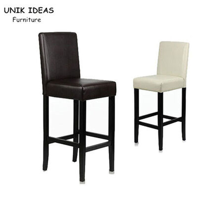 Harga yang bagus Black Leather Bar Stools With Backs Leather Counter Height Chairs 41x41x110cm on line