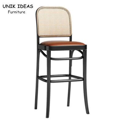 Harga yang bagus French Bistro Rattan Cafe Bar Stools White Rattan Counter Height Bar Stools With Backs on line