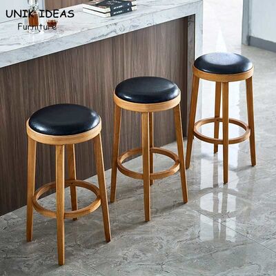 Harga yang bagus Mid Century Vintage Retro Bar Stools Leather Wine Restaurant Round UK-BS015 on line
