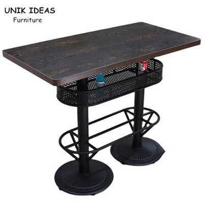 Harga yang bagus Vintage Pub Table Rectangle High Top Table Wood Restaurant  60x120x103cm on line
