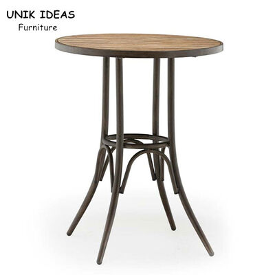 Harga yang bagus Patio Folding Bistro Bar Table Iron 180cm Wood Steel Garden Pub Cafe on line