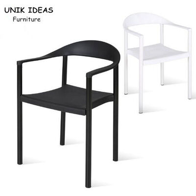 Harga yang bagus Lounge Outdoor Leisure Chair With Armrest PP Plastic White Black Stacking 35x42x78 CM on line
