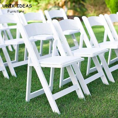 Harga bagus White Resin Folding Wedding Chair Hire Outdoor Lawn Hotel Event 44x43x78cm on line