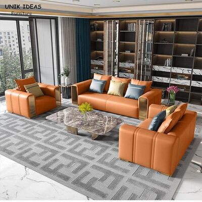 Harga yang bagus Luxury Leather Modern Living Room Sectional Sofas Couches With Recliners Brown on line